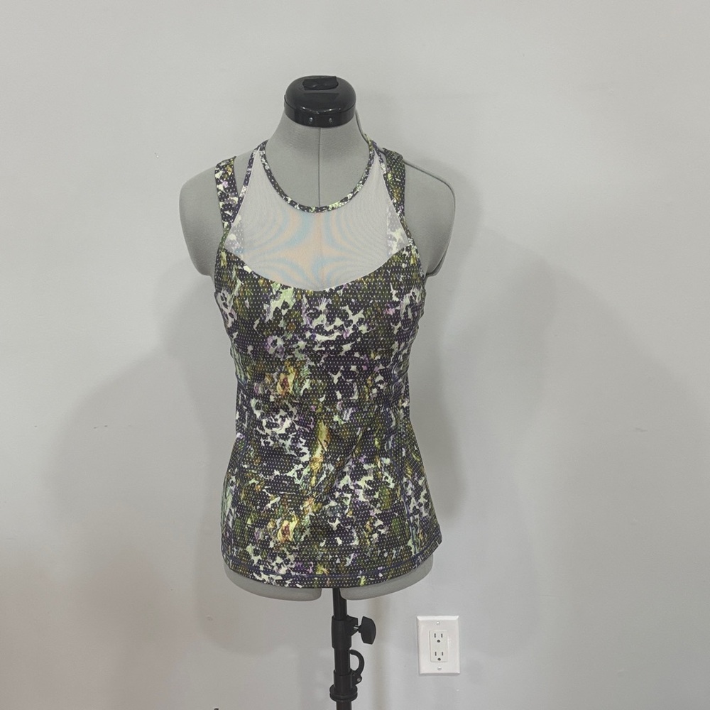 Lululemon Athletica Green and White Tank Top